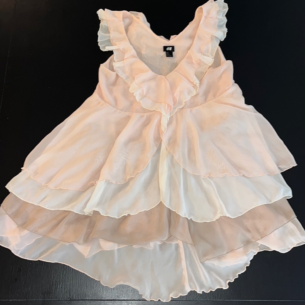 H&M tiered pink nude chiffon type dress size 10